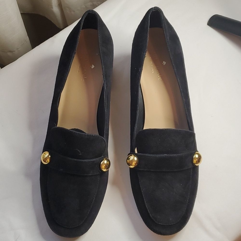 Kate Spade leather block heel slip on loafers